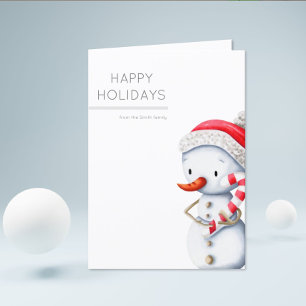 Cartão De Festividades Feliz Natal de Snowman no Natal da Família