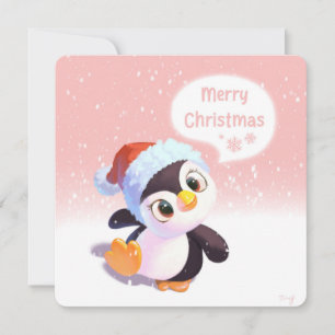 Cartão De Festividades Feliz Natal de um Pinguinho Bonito