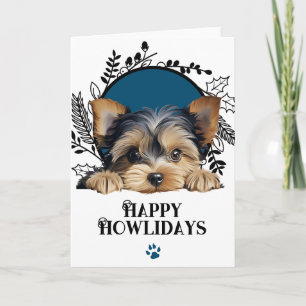 Cartão De Festividades Feliz Natal de Yorkshire Terrier Dog