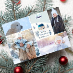 Cartão De Festividades Feliz Natal Deixe-o tirar fotos de Férias de Neve<br><div class="desc">Celebre a temporada de Férias com este Cartão de Colagem de Fotos Feliz de Natal "Deixe-a nevar". Uma ilustração russa da terra maravilhosa do inverno de uma casa na floresta está aninhada entre suas 4 fotos favoritas. Adicione o nome da sua família à mensagem frontal e personalizada/carta de Natal no...</div>
