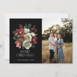 Cartão De Festividades Feliz Natal - Design de Natal Feliz Hellebory Holi