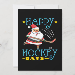 Cartão De Festividades Feliz Natal Dias de Hockey Papai Noel