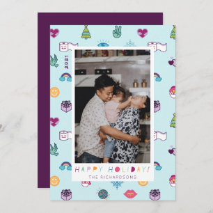 Cartão De Festividades Feliz Natal Divertido Foto do Padrão Emoji