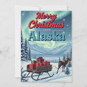 Cartão De Festividades Feliz Natal Do Alaska Retro