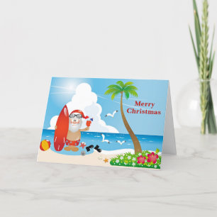 Cartão De Festividades Feliz Natal do Aquecimento dos Papais noeis de Pra