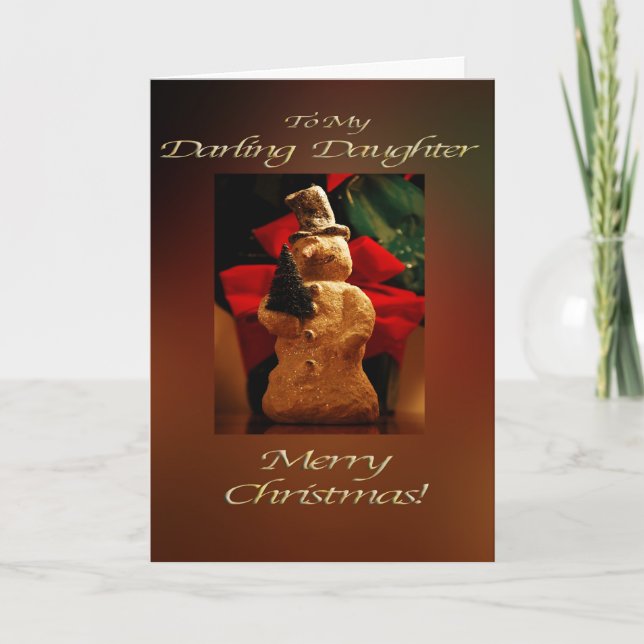 Cartão De Festividades Feliz Natal do boneco de neve - minha filha (Frente)