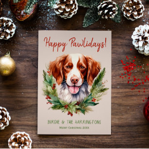 Cartão De Festividades Feliz Natal do Cachorro Brittany Spaniel