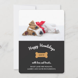 Cartão De Festividades Feliz Natal do Cão Carvão com fotografia