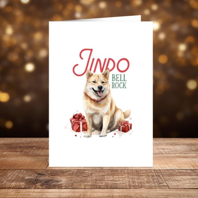 Cartão De Festividades Feliz Natal do cão Jindo (Criador carregado)