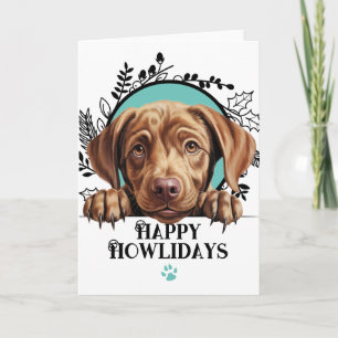 Cartão De Festividades Feliz Natal do Cão Labrador Chocolate Howlidays