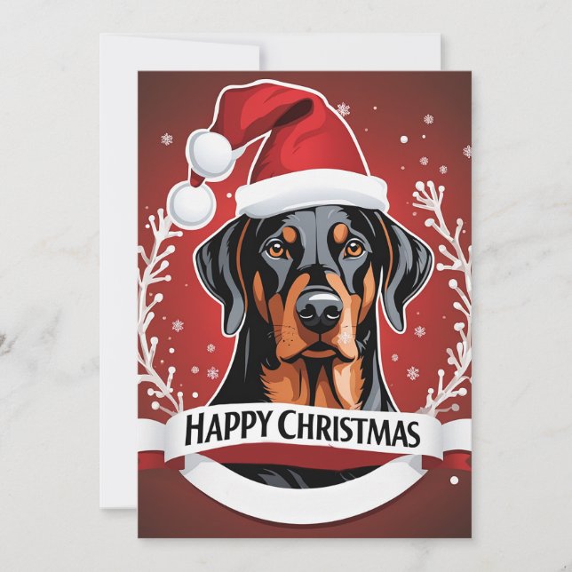 Cartão De Festividades Feliz Natal do Doberman Dog Personalizado (Frente)
