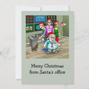 Cartão De Festividades Feliz Natal Do Escritório De Papais noeis