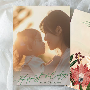 Cartão De Festividades Feliz Natal do Esplendor Elegante Verde