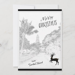 Cartão De Festividades Feliz Natal do Farol da Ilha Sanibel FL