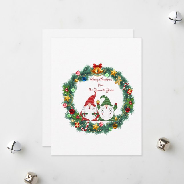 Cartão De Festividades Feliz Natal do nosso Gnome para o seu em um  (Frente/Verso In Situ)