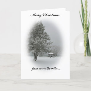 Cartão De Festividades Feliz Natal do outro lado da cena das milhas/neve
