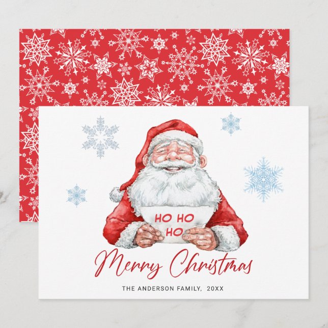 Cartão De Festividades Feliz Natal do Papai Noel (Frente/Verso)