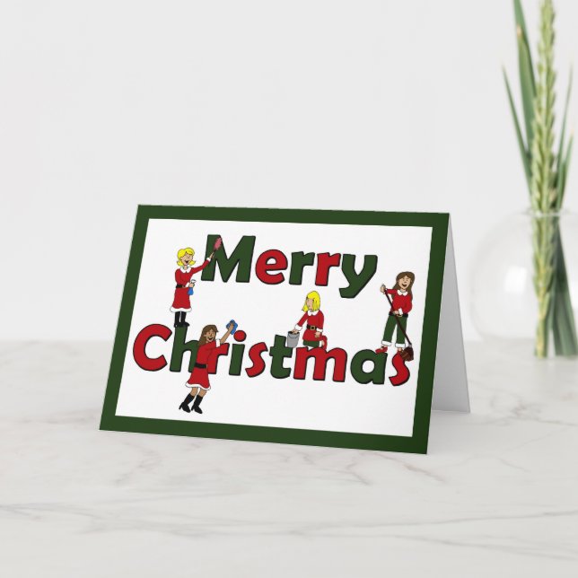 Cartão De Festividades Feliz Natal do serviço da empregada doméstica (Frente)