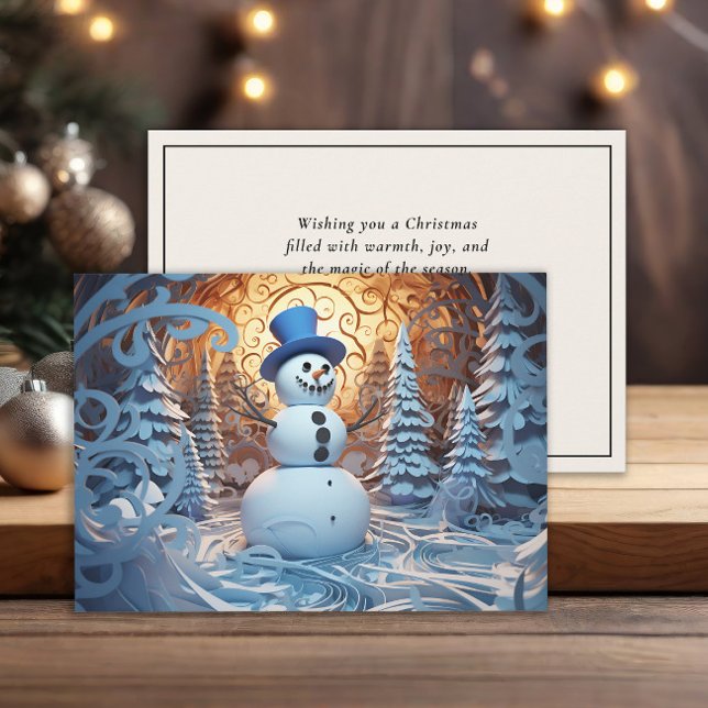 Cartão De Festividades Feliz Natal do Top Hat Snowman (Magical snowman Christmas greeting card )