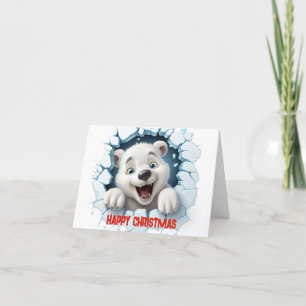 Cartão De Festividades Feliz Natal do Urso Polar 3D