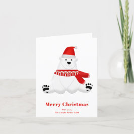 Cartão De Festividades Feliz Natal do Urso Polar Vermelho