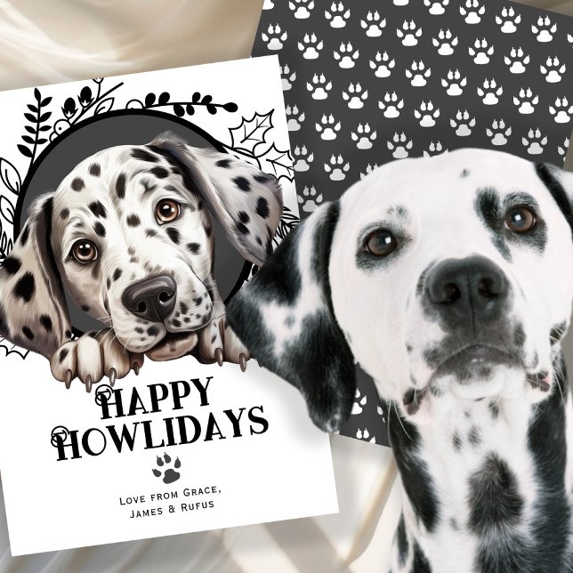 Cartão De Festividades Feliz Natal dos Cachorros Dalmacianos (Happy Howlidays Dalmatian Dog Christmas Holiday Card
by Ricaso. Dally spotty dog cards for xmas)