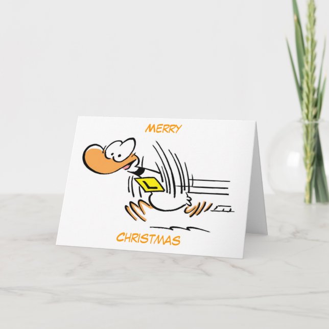 Cartão De Festividades Feliz Natal dos desenhos animados do pato (Frente)