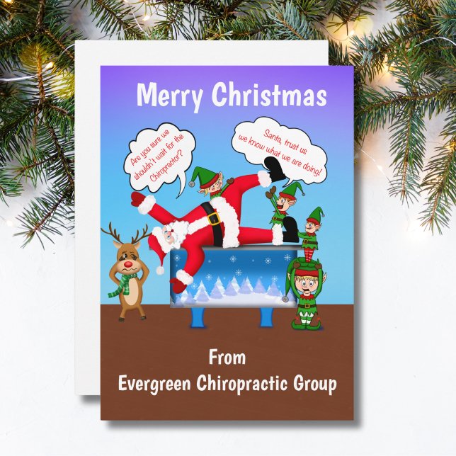 Cartão De Festividades Feliz Natal Dos Papais noeis Do Escritório Chiropr (Criador carregado)