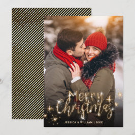 Cartão De Festividades Feliz Natal Dourado Espetáculo de Senha com Saudaç