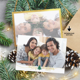 Cartão De Festividades Feliz Natal Dourado, fosco 2-Photo Overlay para