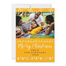 Feliz Natal Dourado Foto da Família Amarela Feliz