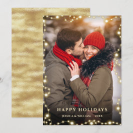 Cartão De Festividades Feliz Natal Dourado Sparkle Lights PHOTO Saudação