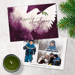 Cartão De Festividades Feliz Natal - Dove Magenta Green