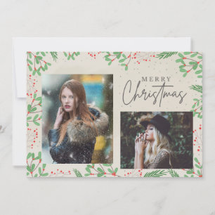 Cartão De Festividades Feliz Natal Duas Fotos