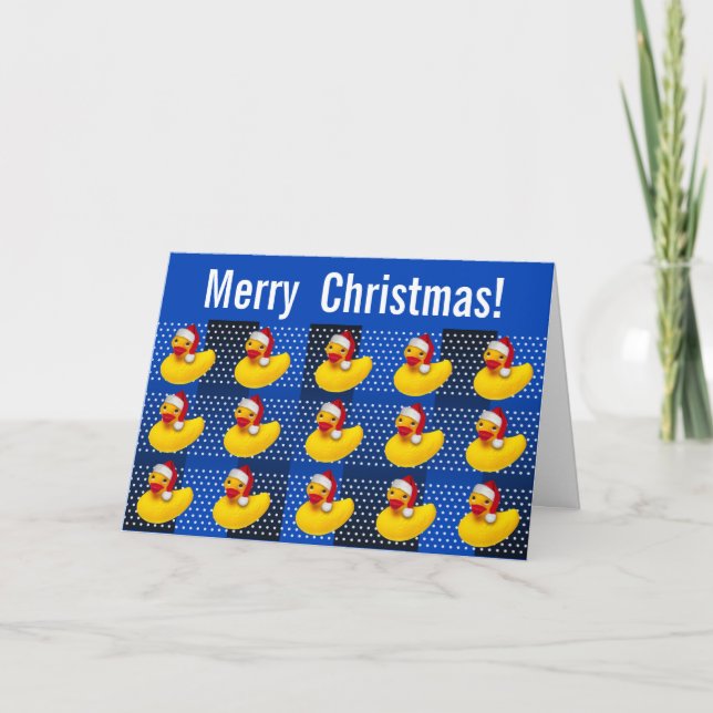Cartão De Festividades Feliz Natal Ducky de borracha do papai noel (Frente)
