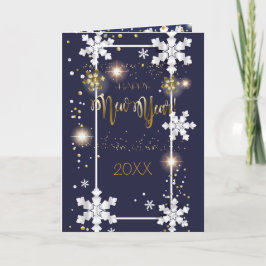 Cartão De Festividades Feliz Natal e Ano Novo! Dourado luxo 20XX