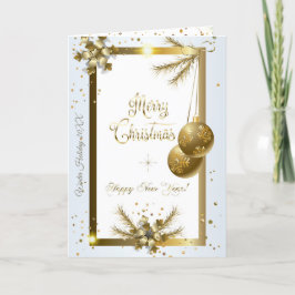 Cartão De Festividades Feliz Natal e Ano Novo! Luxo Dourado 2025
