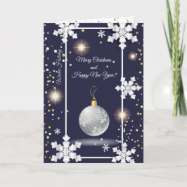 Cartão De Festividades Feliz Natal e Ano Novo! Luxo prateado 20XX