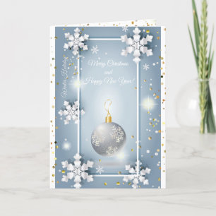 Cartão De Festividades Feliz Natal e Ano Novo! Luxo prateado 20XX