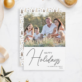 Cartão De Festividades Feliz Natal e Ano Novo Moderno Script Foto
