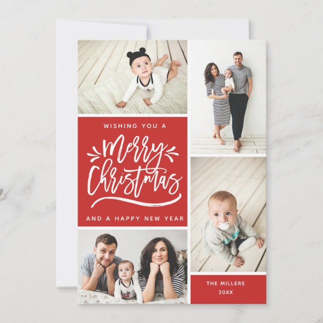 Cartão De Festividades Feliz Natal e Feliz ano novo com fotos múltiplas (Frente)