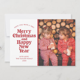 Cartão De Festividades Feliz Natal e Feliz ano novo - Foto Vermelha