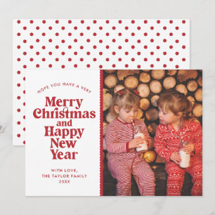 Cartão De Festividades Feliz Natal e Feliz ano novo - Foto Vermelha