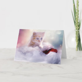 Cartão De Festividades Feliz Natal e Feliz ano novo Kitten Card