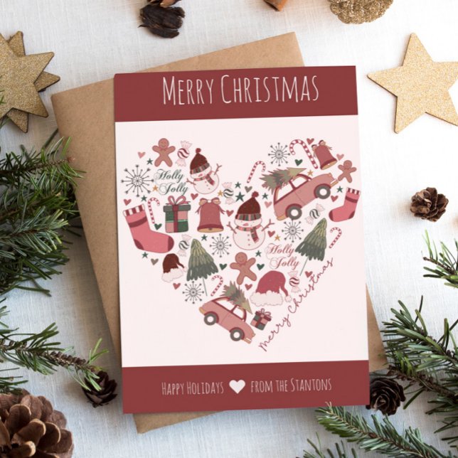 Cartão De Festividades Feliz Natal e Feliz Feriado Nome da Família (Criador carregado)