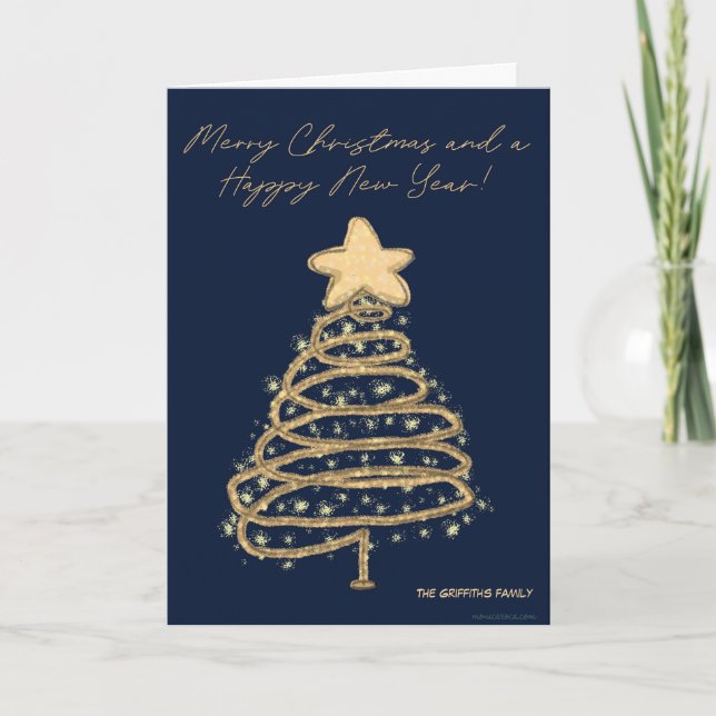 Cartão De Festividades Feliz Natal e um Feliz Ano Novo. Personalizável (Frente)