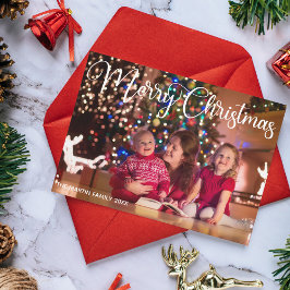 Cartão De Festividades Feliz Natal Elegante - Foto Cursiva Branca