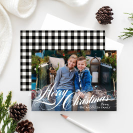 Cartão De Festividades Feliz Natal Elegante Foto de Script de Caligrafia