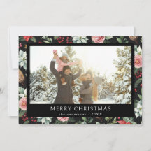 Feliz Natal Elegante - Foto Floral Escura