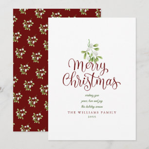 Cartão De Festividades Feliz Natal Elegante Roteiro Visco Roxo